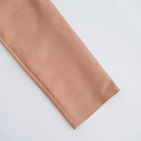 Aritzia Wilfred The Melina Pant Terracotta  Vegan Leather Straight Leg 8 - Picture 6 of 13